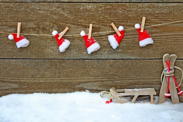 Traîneau en bois traditionnel pour Noël