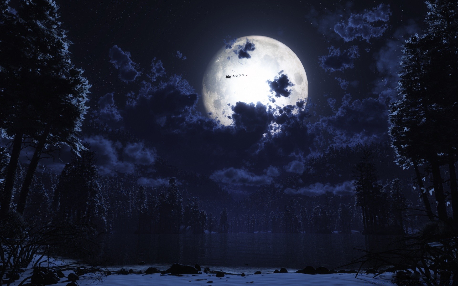 christmas moon winter sky water light evening landscape outdoors snow travel dusk cold dark daylight nature reflection