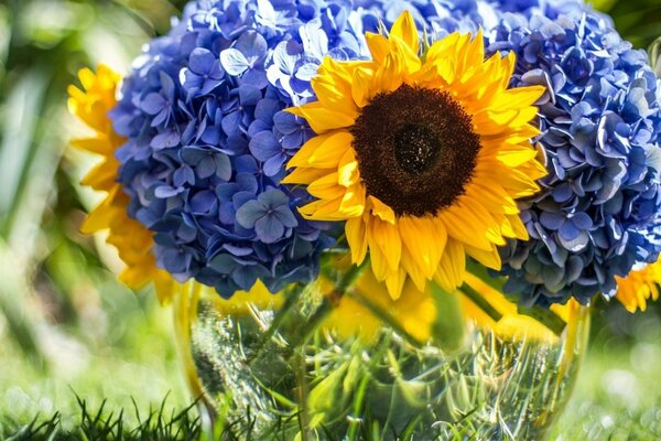 Bouquet of flowers in a transparent vase