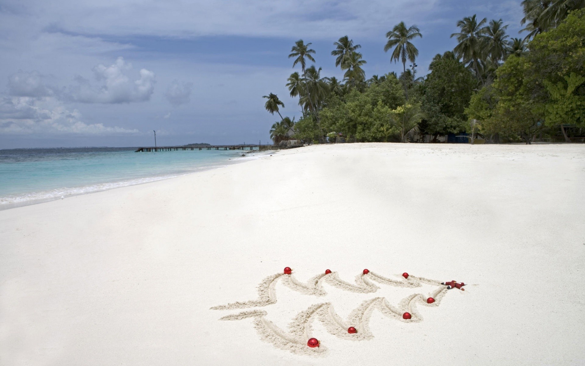 christmas beach sand water seashore travel ocean vacation island sea tropical summer sky landscape tree nature seascape