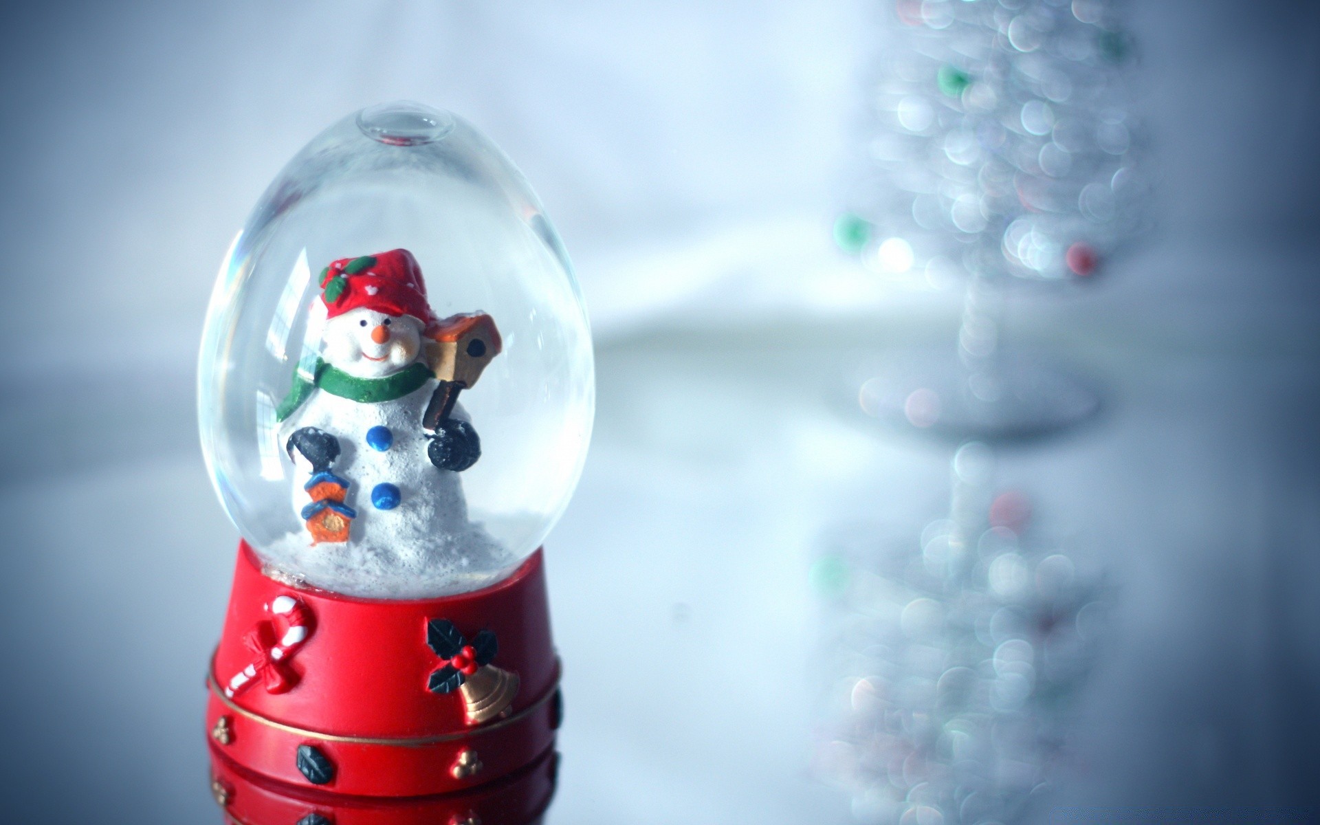 weihnachten winter glas ein urlaub schnee ball unschärfe