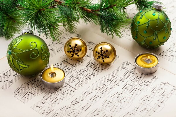 Esfera de año nuevo, bolas de Navidad y decoraciones