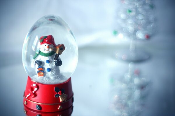 Christmas glass ball with a snowman