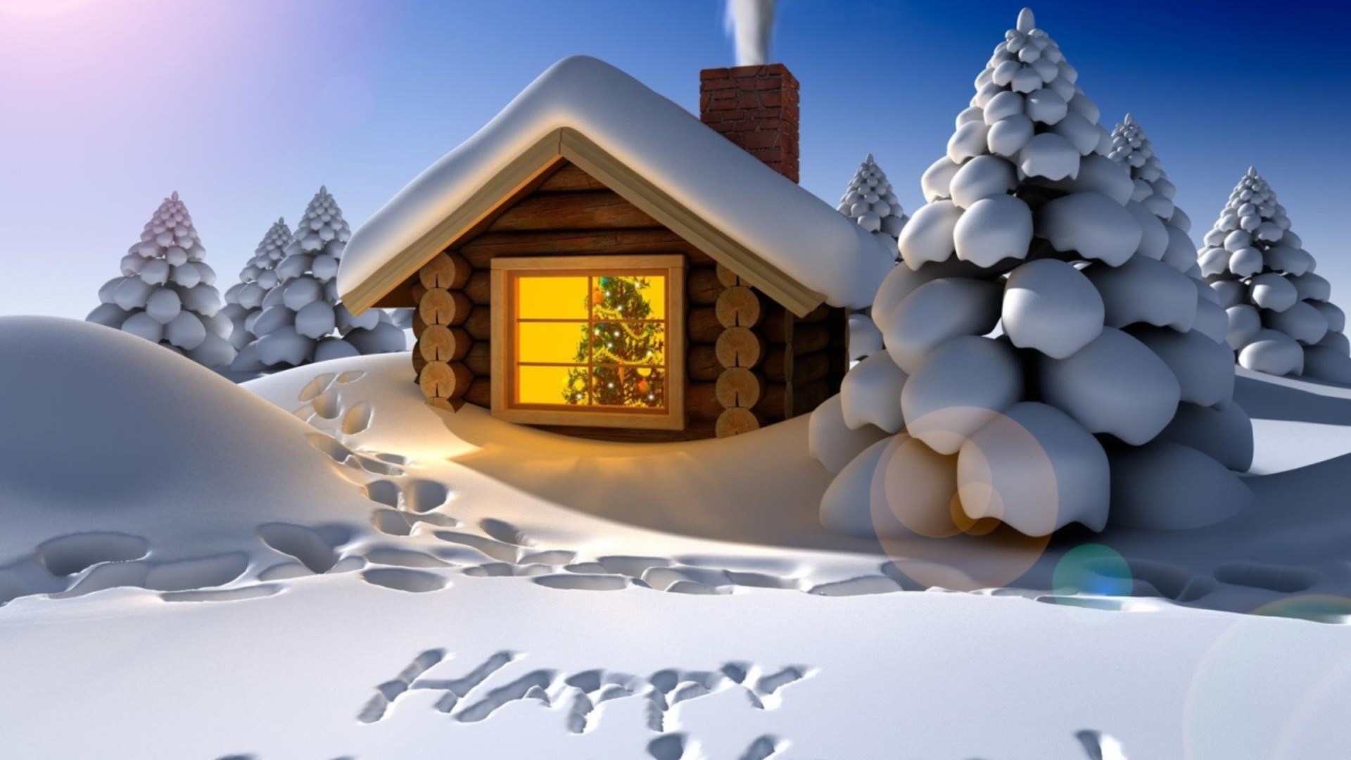 new year house snow winter bungalow landscape sky architecture building desktop tree season