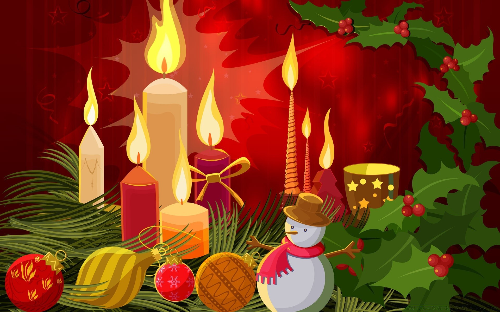 natale vacanza inverno decorazione candela agrifoglio illustrazione splende desktop luminoso mappa stagione