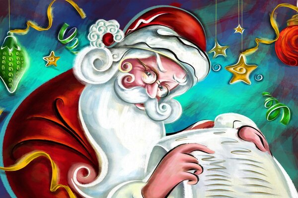 Santa Claus reads a letter