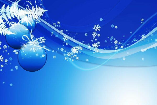 Christmas balls on a blue background