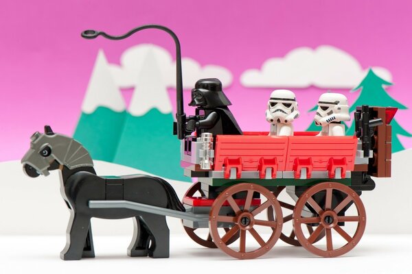 Darth Vader and the clones on the wagon