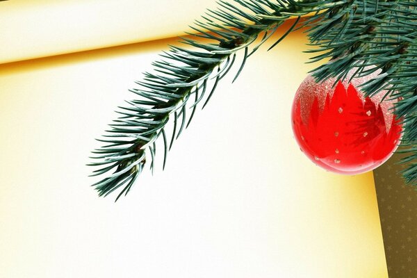الكرة السنة الجديدة على فرع شجرة عيد الميلاد