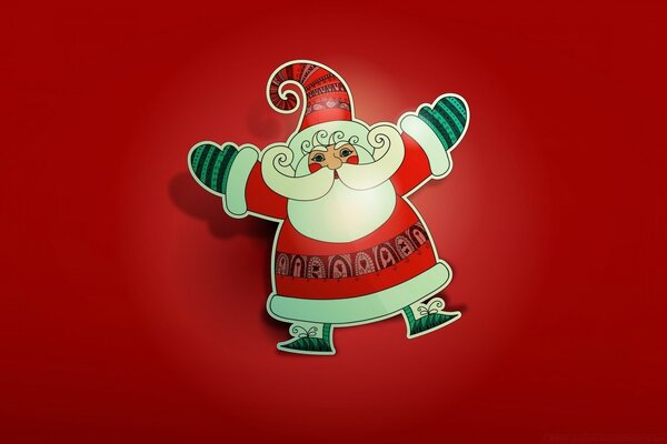 Funny Santa Claus on a red background