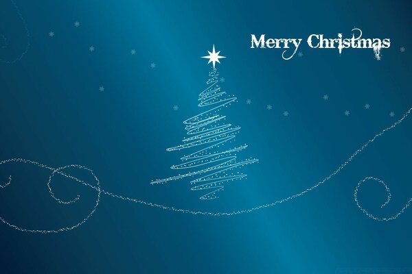 Illustration of a Christmas tree on a blue background