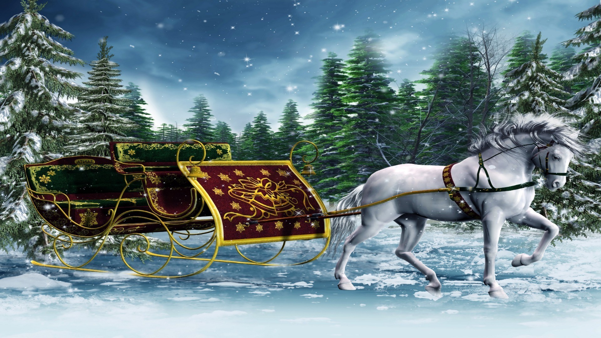 new year snow winter horse nature motion cavalry wood hurry transportation system travel