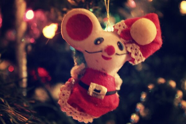 Soft Christmas toy on the Christmas tree
