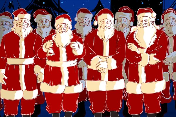 A lot of Santa Claus illustrations holiday Christmas