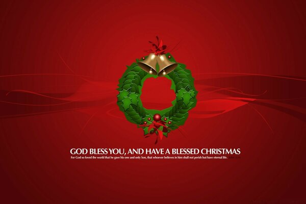 Christmas card with a festive wreath