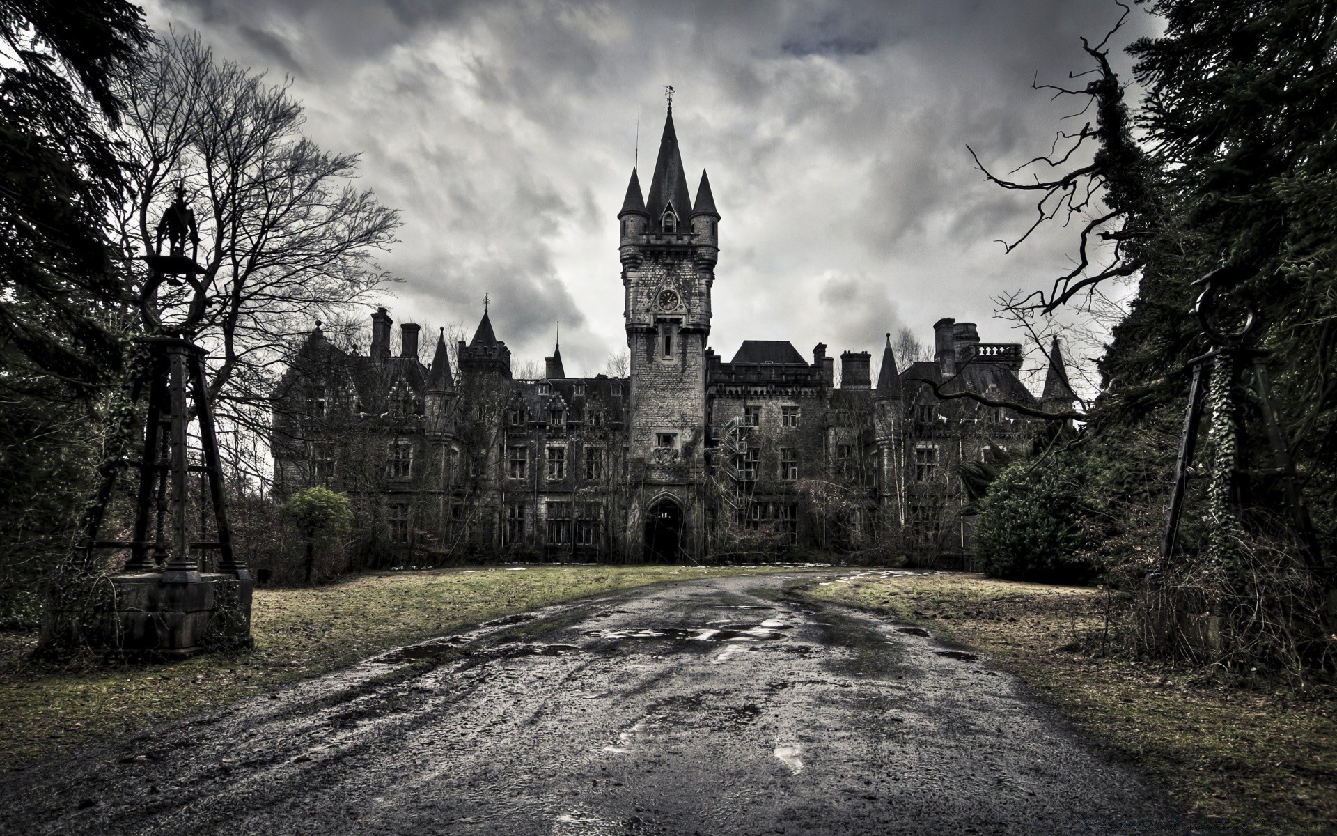 halloween architecture castle old travel building gothic sky tree outdoors ancient