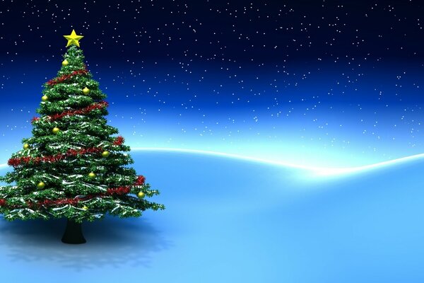 شجرة عيد الميلاد في الأضواء الشمالية لسطح المكتب