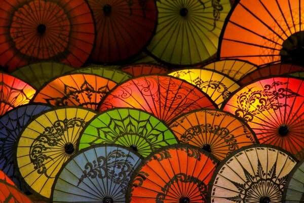 Lots of umbrellas in different colors