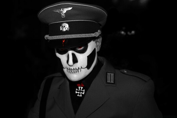 A skeleton in a German uniform