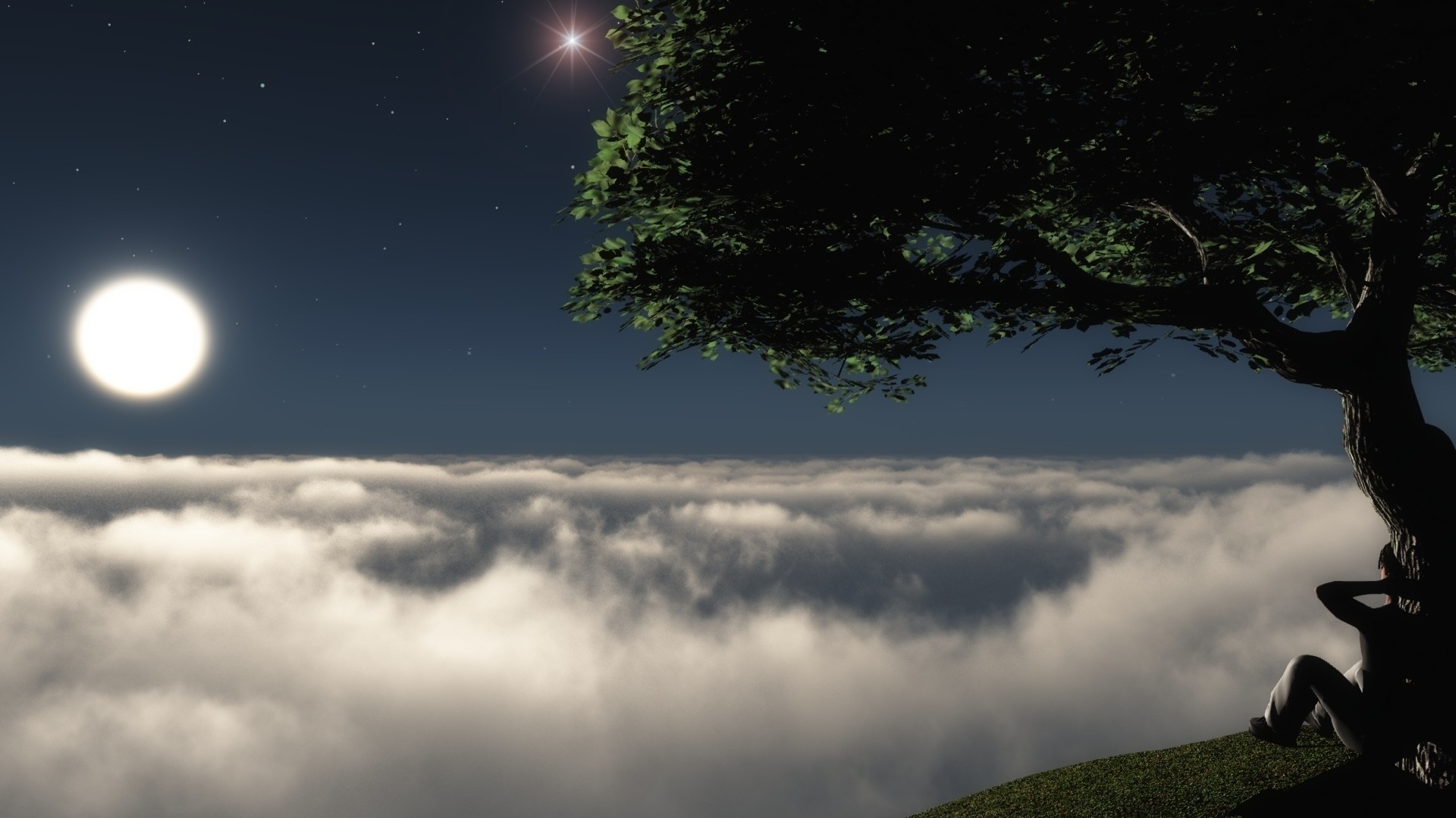 menschen landschaft mond himmel licht sonne sonnenuntergang baum abend silhouette dämmerung natur im freien sturm berge wetter nebel dämmerung reisen