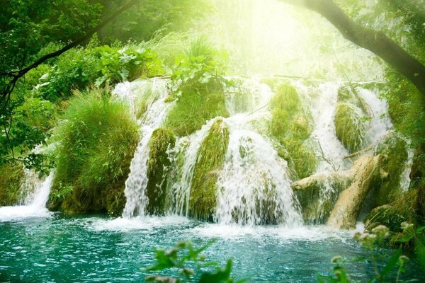 Cascada de verano, la naturaleza del agua