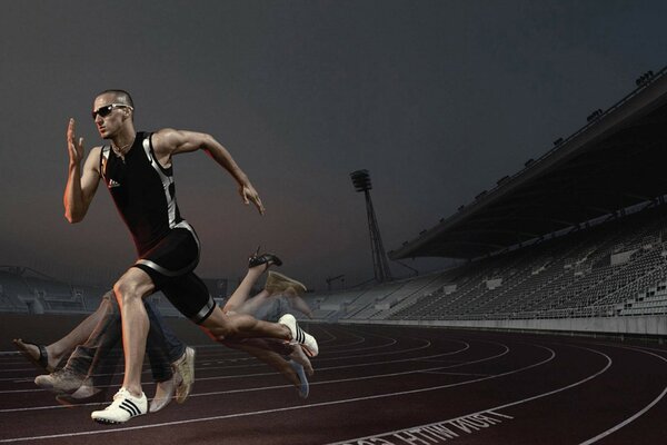 Foto de un atleta adulto corriendo