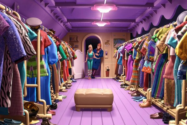 Barbie y Ken en el Vestidor de las muñecas, elegir la ropa