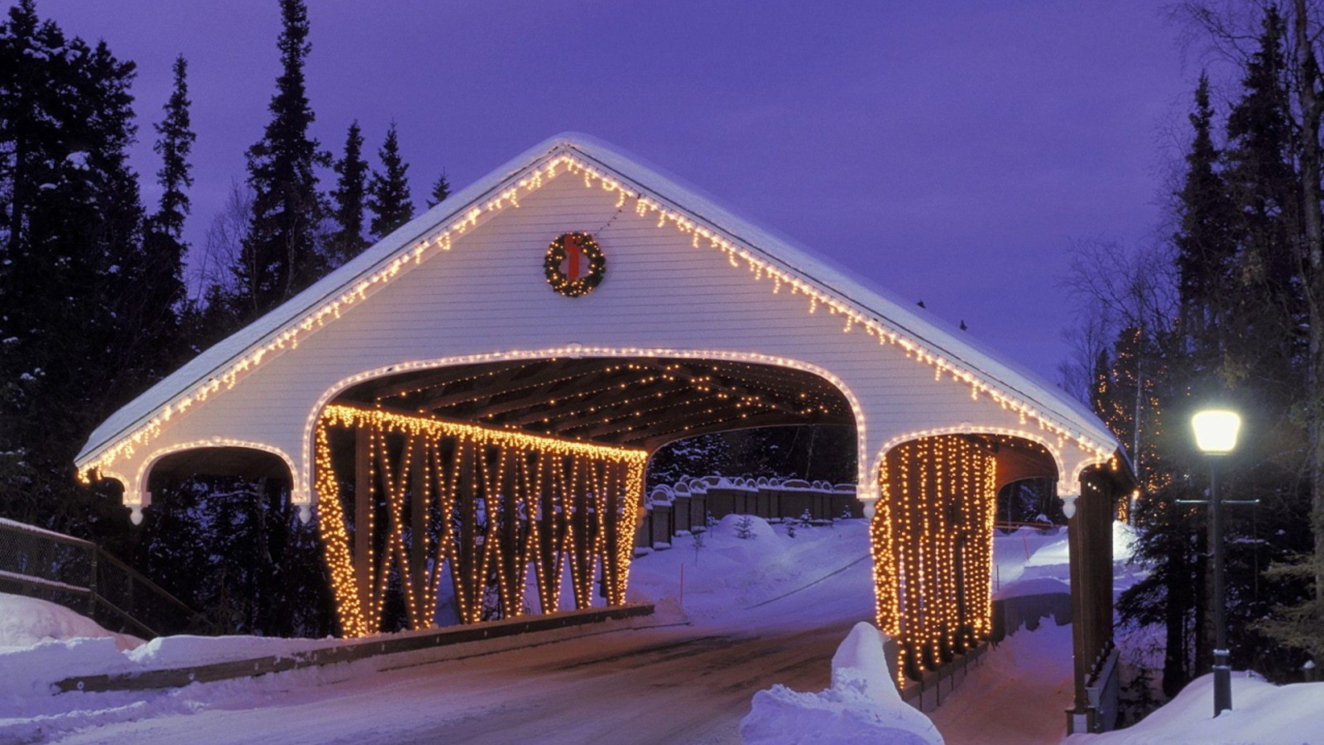 neujahr reisen schnee im freien winter himmel architektur brücke am abend licht tageslicht