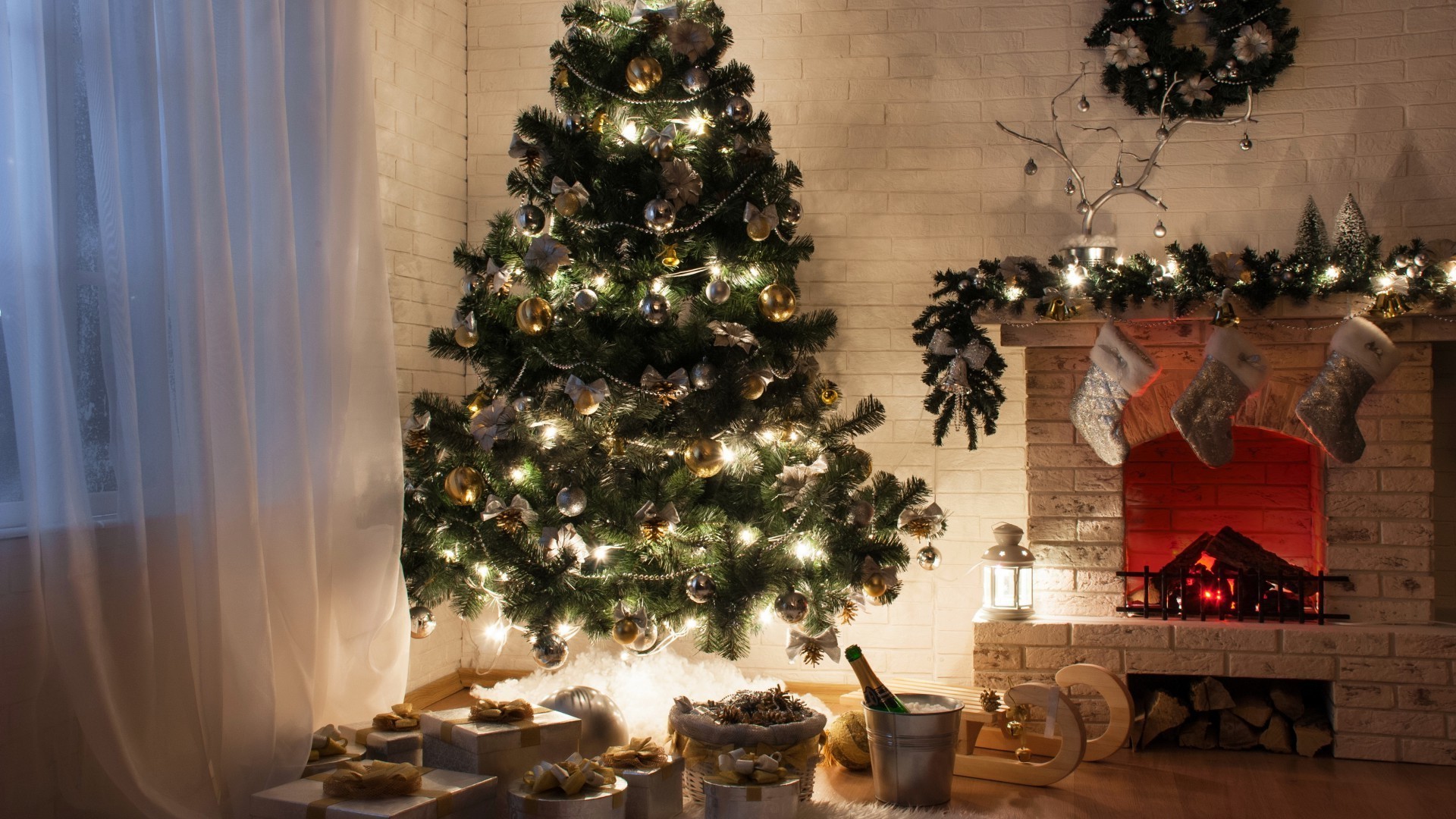 año nuevo navidad árbol habitación decoración tabla vela vacaciones