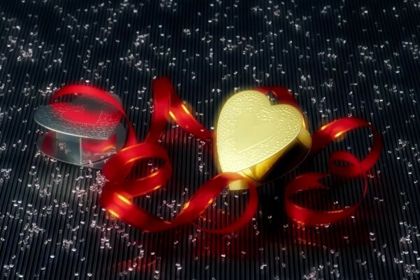 Hearts with ribbons symbolize the holiday