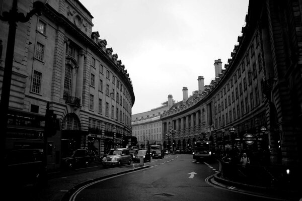 Black and white photo of the street