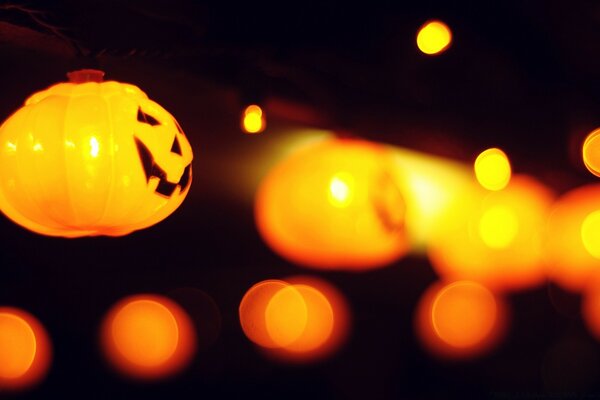 Pumpkin lanterns. Orange pumpkin. Halloween