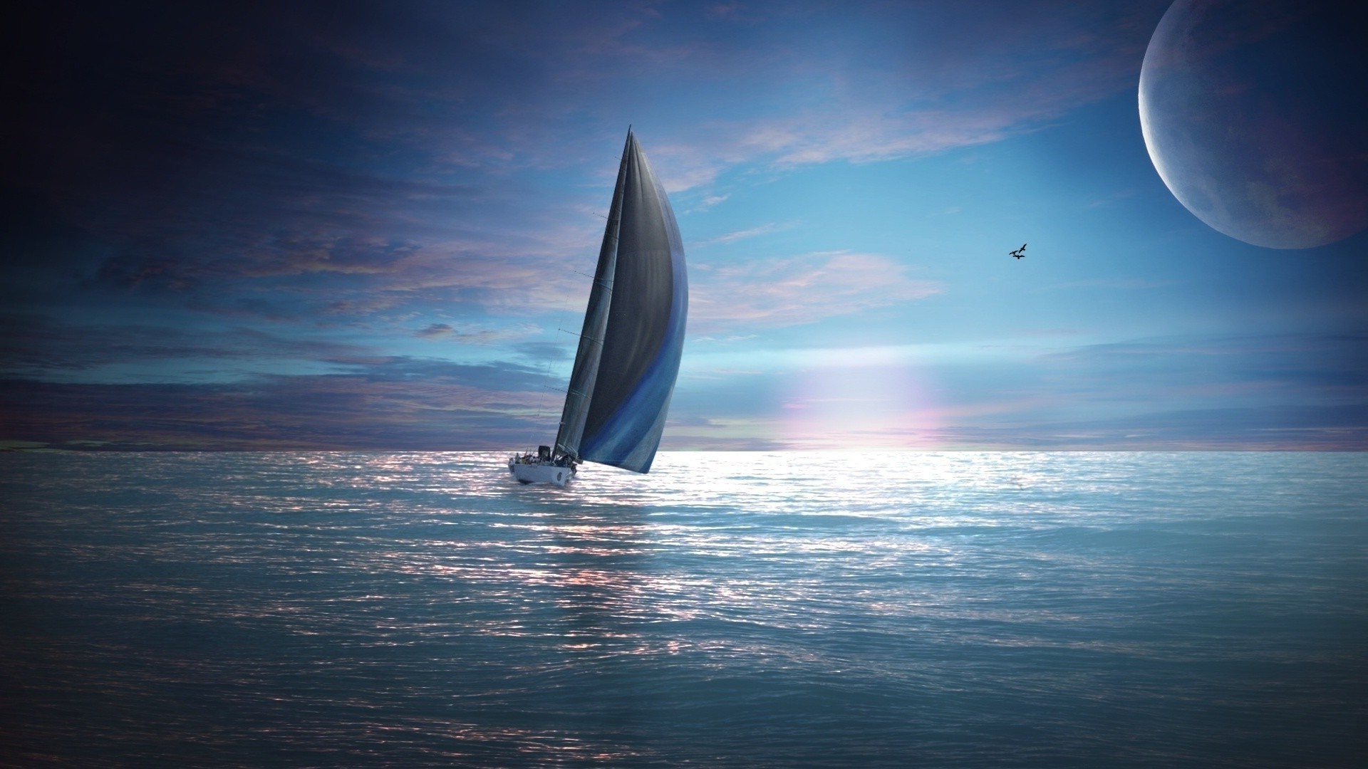 landscapes ocean sea water sky sun sunset moon travel dawn reflection evening sailboat dusk seascape