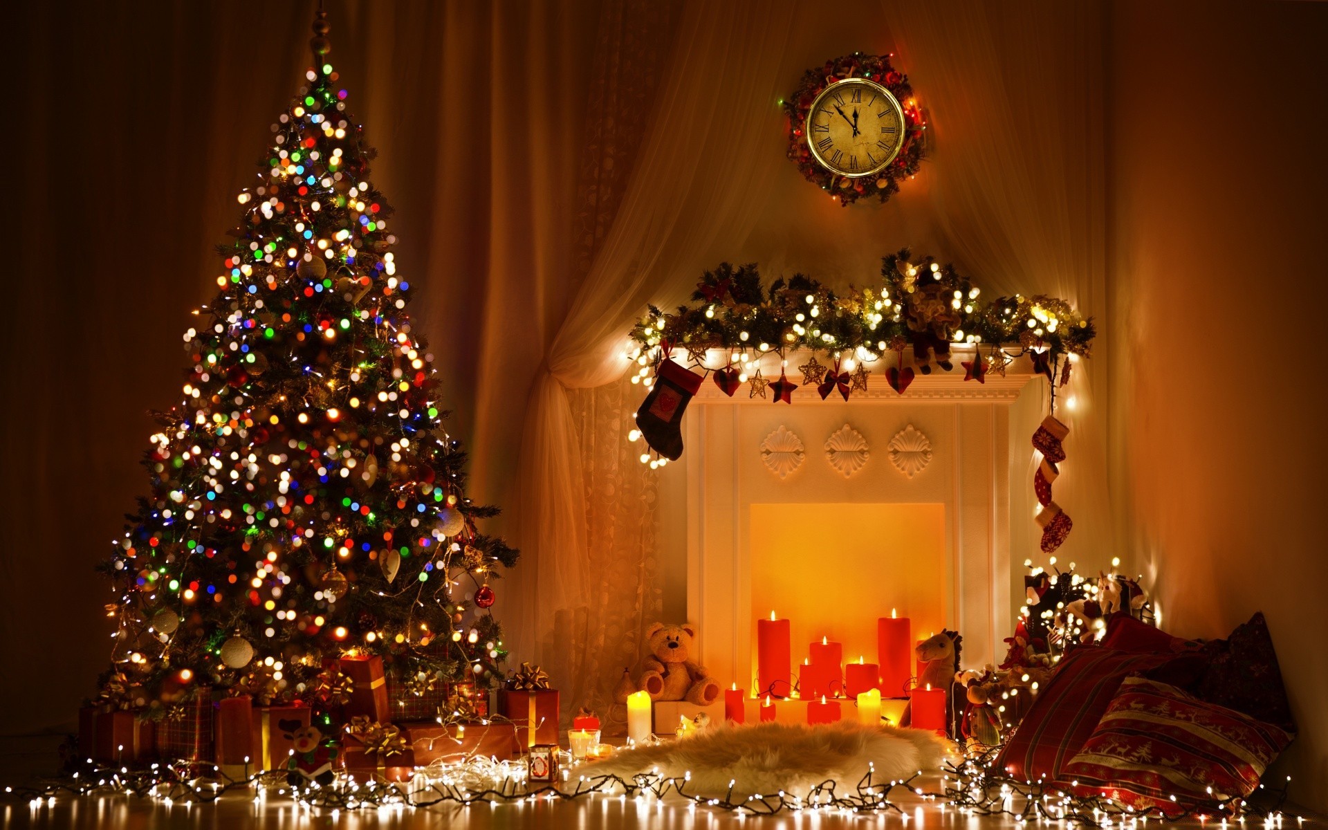 nuovo anno natale inverno vacanza albero di natale candela interior design illuminato sera oro decorazione vacanza brilla