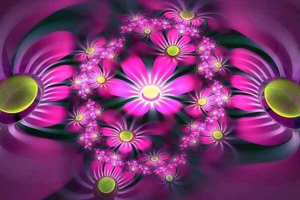 Fuşya renginin ilginç çiçek grafikleri