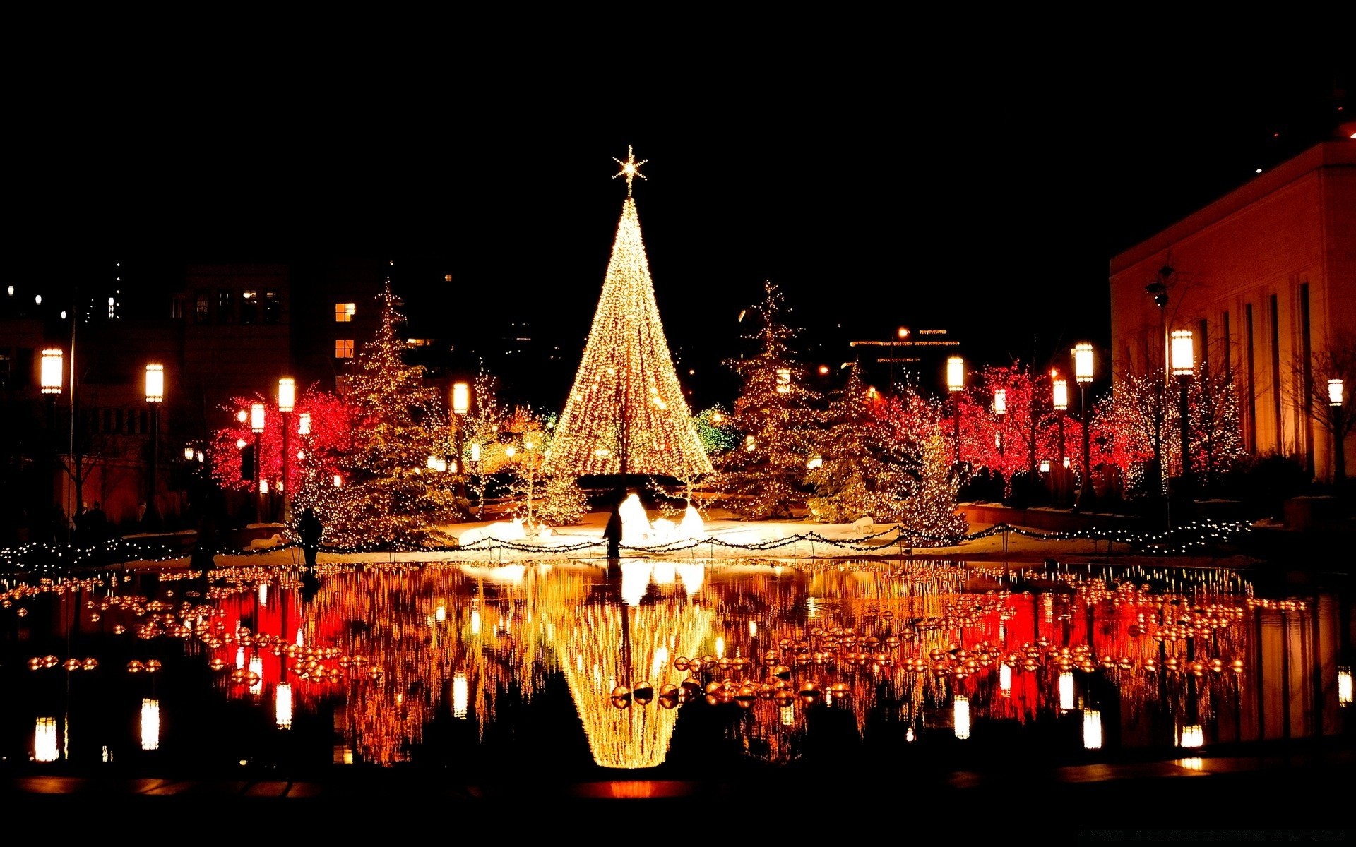 nuovo anno sera città illuminato viaggi luce architettura crepuscolo casa vita notturna natale acqua urbano vacanza scuro riflessione città