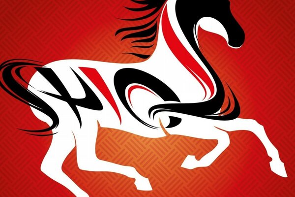 Symbole du cheval sur fond rouge