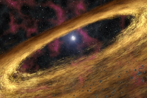 The birth of a new galaxy out of dust