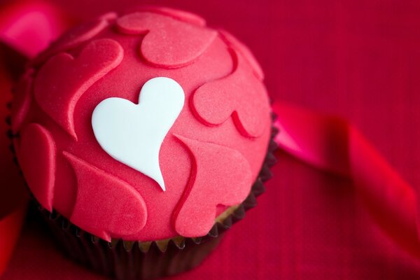 Cupcake with hearts. Romantic evening