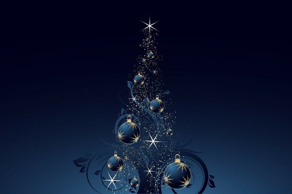 Creative Christmas tree in dark blue