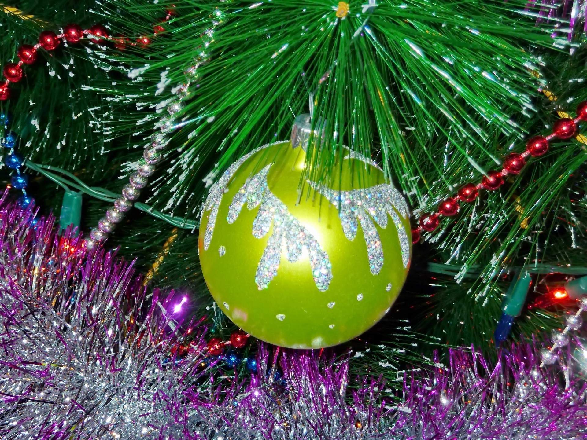 new year christmas winter decoration celebration ball shining tree sphere pine bright merry color season glisten fir desktop branch hanging thread