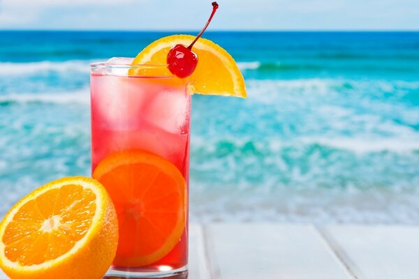 An exotic cocktail. Summer, ocean, orange