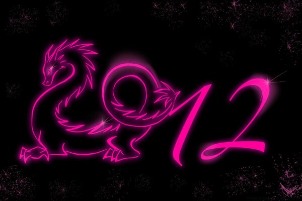 New Year desktop design 2012 with a dragon