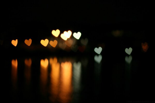 Coeurs sur la photo, effet bokeh