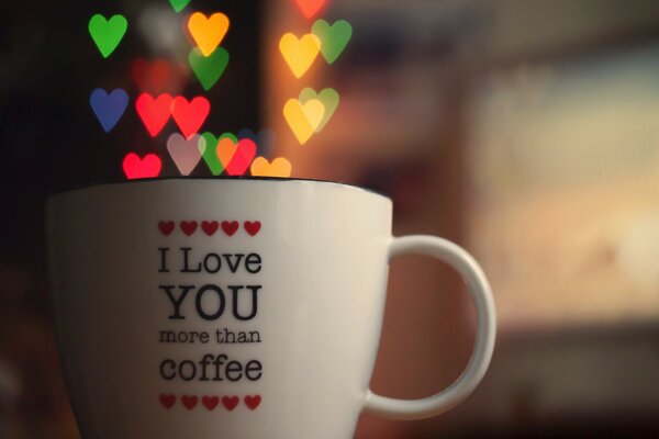 White coffee mug with hearts