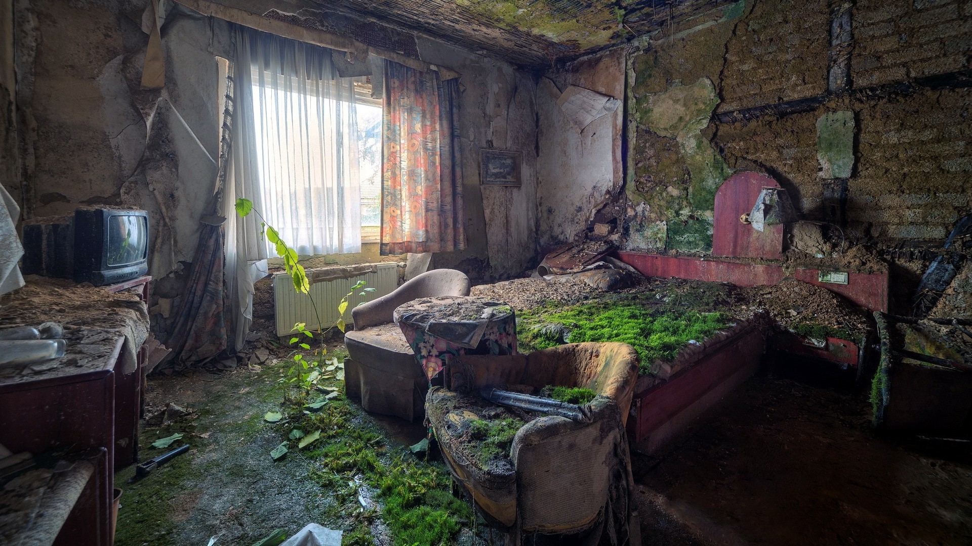 contrasts house home room abandoned wood indoors architecture building