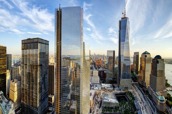 View of skyscrapers during the day. architecture of the city