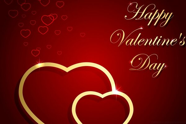 Golden glowing hearts and wishes for Valentine s Day