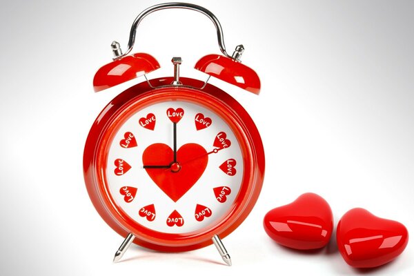 Alarm clock and hearts for Valentine s Day