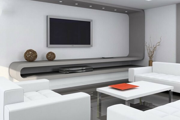 Modern minimalism in the living room interior